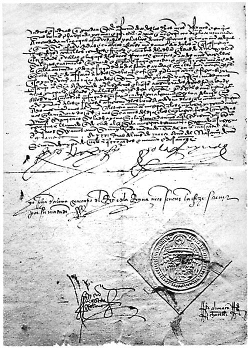 A page of the 1492 Alhambra Decree in early modern Spanish script