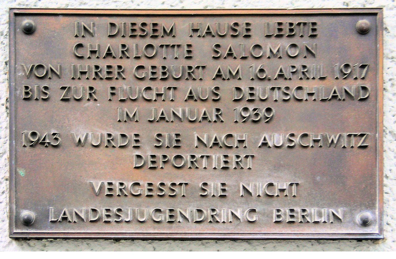 Memorial plaque for Charlotte Salomon in Berlin