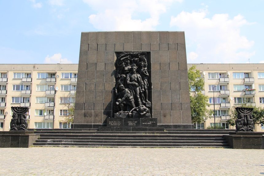 The Warsaw Ghetto Heroes Monument, a bronze and stone memorial in Warsaw.
